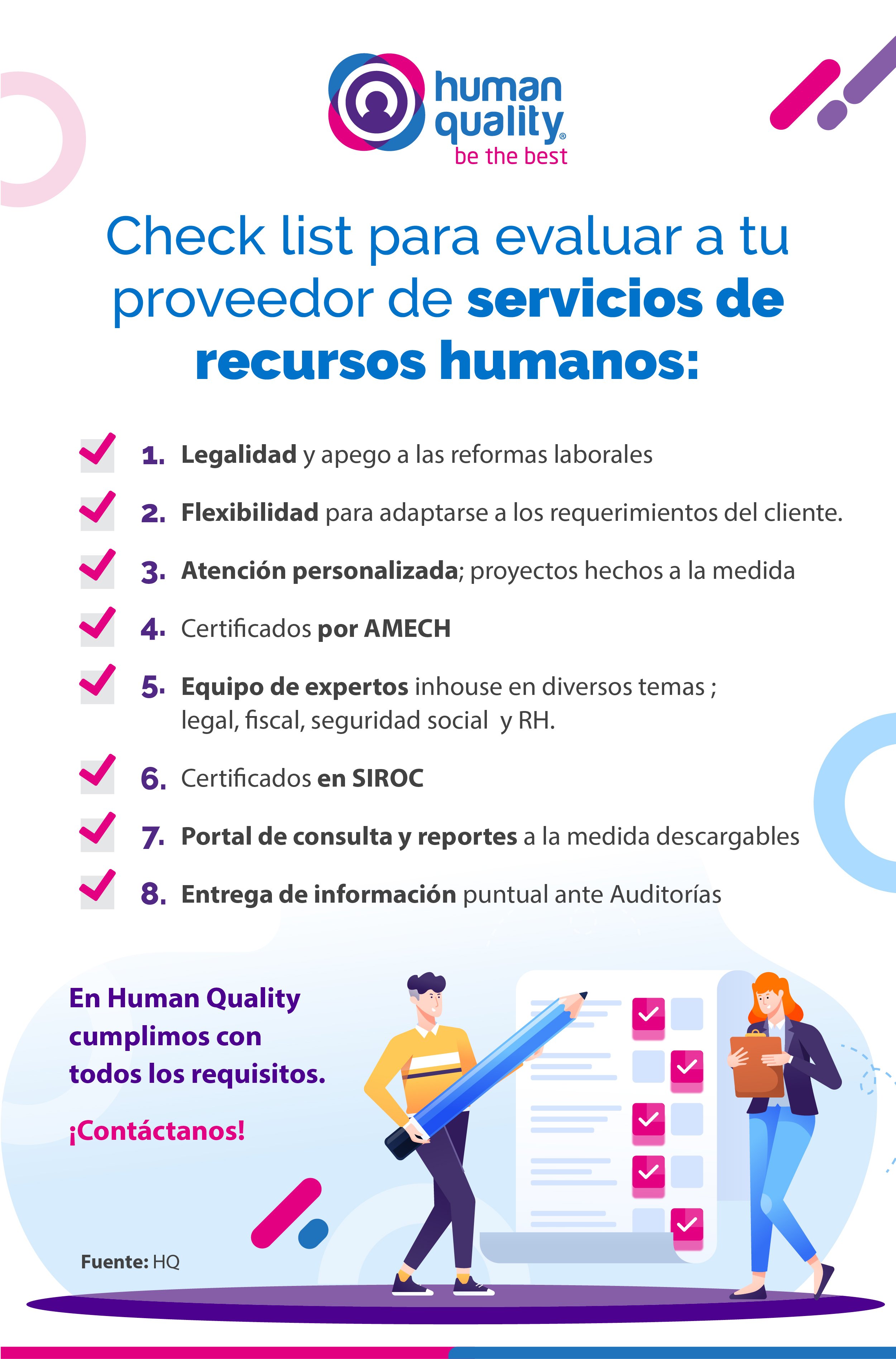 Check list para evaluar a tu proveedor de RH